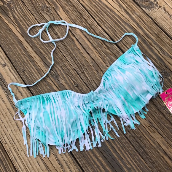 Candies Tie Dye Fringe Bikini Top - Picture 1 of 9